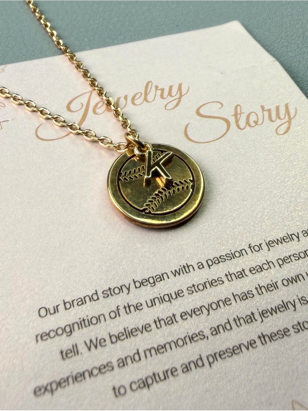 Gold Initial K Baseball Pendant Necklace - Women's Jewelry